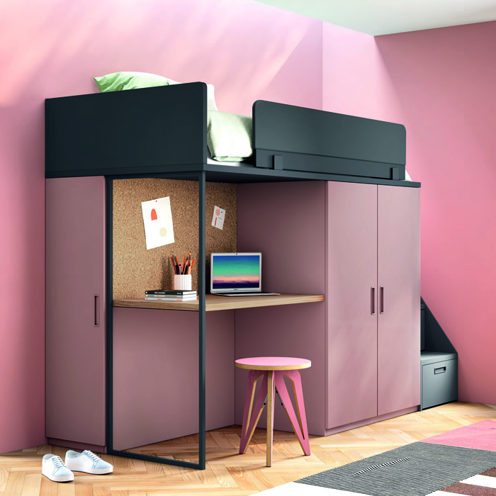 Litera compacta juvenil y original con escritorio y armario • STAY 36