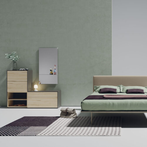 Cama Fat Cabezal Tapizado y Base Plana Fenólica